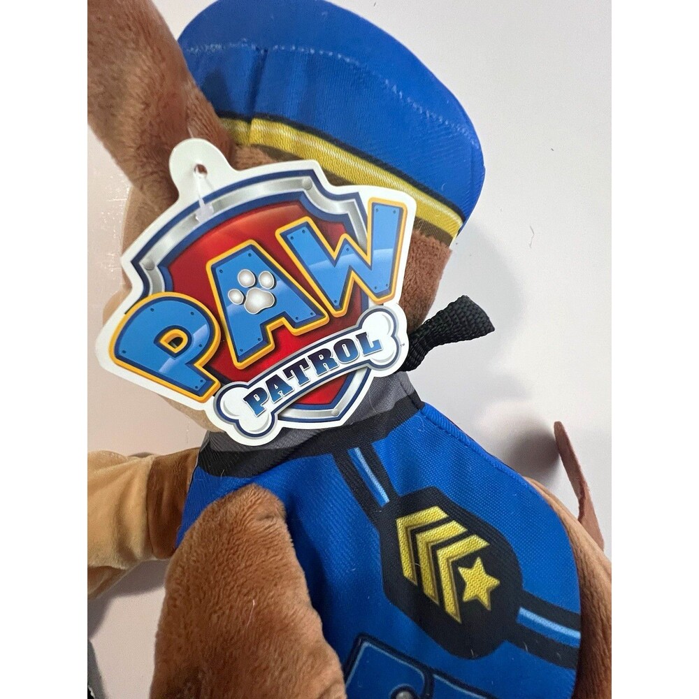 PAW Patrol Chase Plush Small Backpack Zip Closure Adjustable Straps Blue